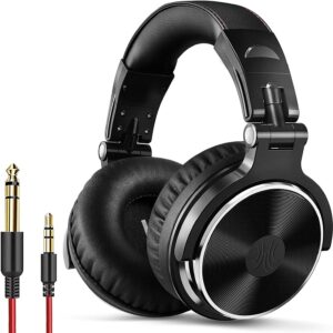 OneOdio Over Ear Headphone Studio Wired Bass Headsets with 50mm Driver, Foldable Lightweight Headphones with Shareport and Mic for DJ Recording Monitoring Mixing Podcast Guitar PC TV