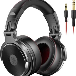 OneOdio Pro50 Hi-Res Over Ear Headphones Wired Closed-Back DJ Studio Headphones for Monitoring and Mixing, Soft Protein Leather Earcups, Noise Isolation, 90° Rotatable Housing, Portable