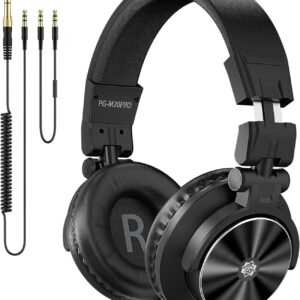 Ortizan Wired Studio Headphones, Over Ear DJ Monitor, Black