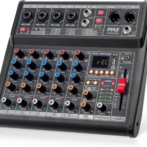 Pyle Audio Mixer, Channel Bluetooth Professional DJ Mixer, Sound Board Console Desk System- 48V Phantom Power Stereo for Recording, Live, Streaming, Podcasting, Karaoke, DJ, Studio