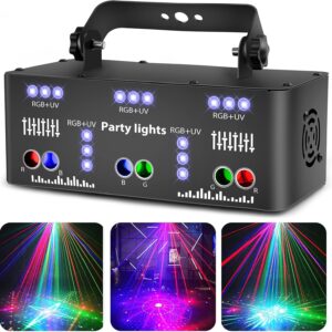 DJ Disco Light Party Light, LED RGB Projector Music Controlled Lights, DMX UV Effect Spotlight for KTV Bar Family Reunion Wedding Birthday Halloween