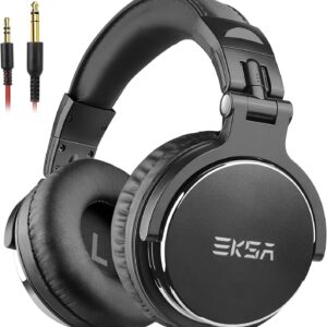 EKSA Wired Over Ear Headphones Studio Monitor Headphones with 50mm Drivers, Hi-Res DJ Headphones with Shareport and Mic, 1/4 to 3.5mm Audio Jack for Recording Mixing Podcast Guitar PC TV EKSA Wired Over Ear Headphones Studio Monitor Headphones with 50mm Drivers, Hi-Res DJ Headphones with Shareport and Mic, 1/4 to 3.5mm Audio Jack for Recording Mixing Podcast Guitar PC TV