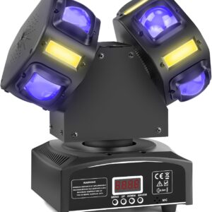 Moving Head 120W LED Stage Light, RGBW Beam Strobe Disco Party Light with DMX512, DJ Bar Club Christmas Lighting for Parties and Events