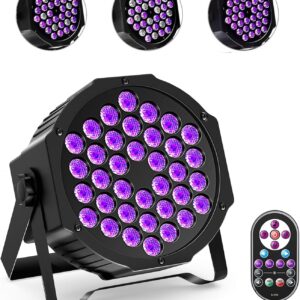 UV Black Par Lights for Glow Party, 36 LED UV Light with Remote Control DMX512 Stage Strobe Lighting for DJ KTV Disco Bar Band Christmas Halloween Wedding