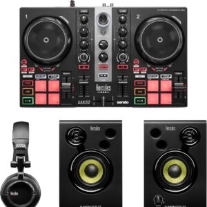 Hercules DJLearning Kit MK2 – All-in-One DJ Starter Set: DJControl Inpulse 200 MK2 Controller, DJMonitor 32 Speakers & HDP DJ45 Headphones – Includes Serato DJ Lite & DJUCED Software