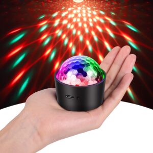 Mini Disco Ball, SEBRUANC Disco Lights, LED Party Lights, Music Controlled Light, 380 mAh USB Type C DJ Strobe Ball with Night Light for Gift Party Birthdays KTV Festival