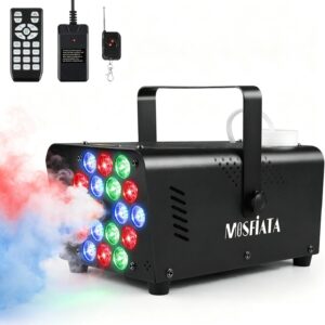 MOSFiATA 600W Fog Machine with 18 LED Lights,13 Colour RGB Smoke Machine, 2500CFM Fog Wireless Remote Control,Perfect for Party Wedding, Halloween,Stage Performances
