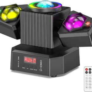 65W Moving Head DJ Lights with Remote Control,4-in-1 Moving Heads Stage Light with RGBW LED Beams & Star Effect,Disco Light with Auto/Remote/DMX512 Control for Party Show Home Club Bar,1PCS