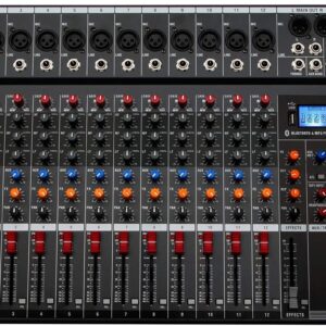 Depusheng DA12 DJ Sound Controller Interface USB Drive for Computer Recording 12 Channel Studio Audio Mixer XLR Microphone Jack 48V Power RCA Input Output for Professional and Beginners