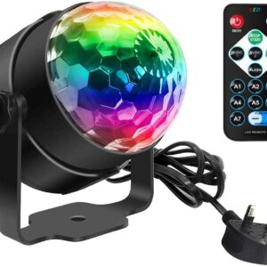 Disco Lights, SEBRUANC Mini Disco Ball LED Party Lamp Music Controlled Disco DJ 360° Rotating Ball Light 3W RGB Stage Lights with Remote Control for Home Parties Birthday KTV Party Christmas 1pc