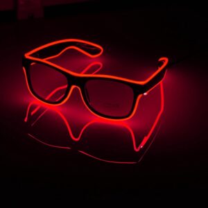 flintronic LED Glasses, Flashing LED Sunglasses Costumes, LED Glasses, 4 Modes, Ergonomic Design & High Comfort, with EL Wire, Suitable for DJ Parties, Live Concerts, Rave Parties, etc