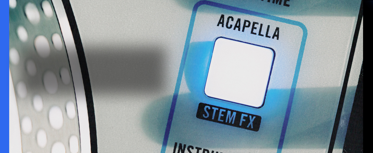 Text reads 'ACAPELLA'. Close-up view of what appears to be software interface or screen with blue-tinted interface element.