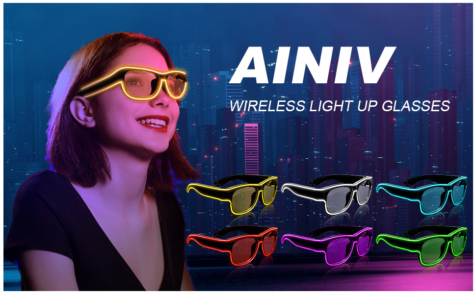 a woman wearing a pair of neon colored glasses