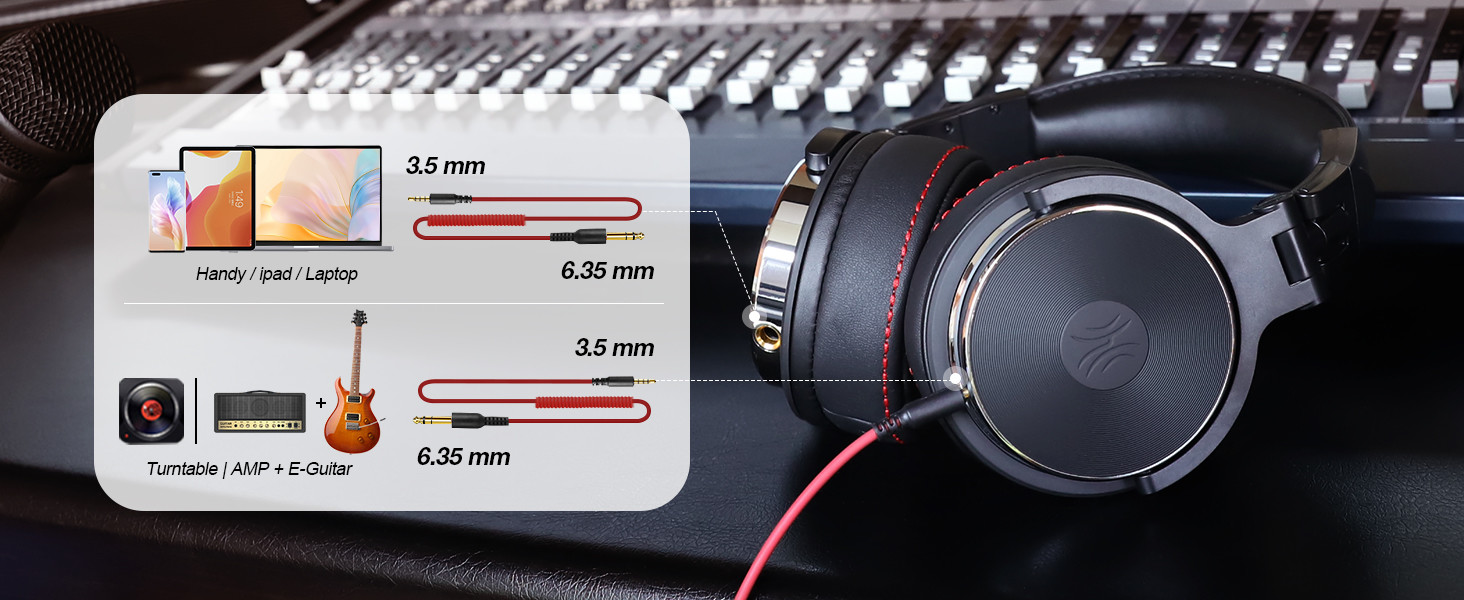 the headphones are shown with the gauges on the side of the headphones.