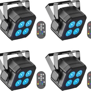 4PCS RGBW LED Stage Lights, 40W LED Par Can Light DMX 4/8CH with Remote Control and Sound Activation, Disco Light Par Spotlight for Stage DJ Bar Party Wedding Haloween Christmas