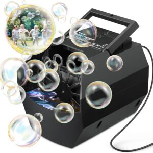Theefun Bubble Machine, 500mL Automatic Bubble Blower, Portable Bubble Maker Electric Bubble Toy for Boys Girls Outdoor Indoor Parties Weddings Birthday, Powered by USB or Batteries (Black)