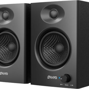 OHAYO 60W Bluetooth 5.3 Bookshelf Speakers, Stereo 2.0 Active Speakers, USB-C/RCA/AUX/Bluetooth Inputs, Desktop PC Speakers Hifi for DJ, Gaming, Music, Studio, 1 Pair, Black
