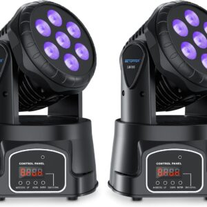 Betopper Stage Lights Mini Moving Heads 7x8W LED 9/14CH Disco Lights DJ Lights Dance Lights LED RGBW DMX512 Sound Activated High Energy Light for Party Wedding Club Bars Show (LM70S 2Packs)