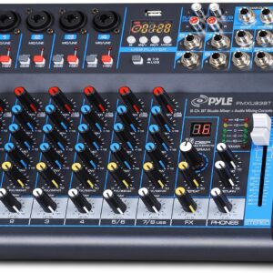 Pyle Audio Mixer, Channel Bluetooth Professional DJ Mixer, Sound Board Console Desk System- 48V Phantom Power Stereo for Recording, Live, Streaming, Podcasting, Karaoke, DJ, Studio