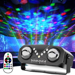 Voice Activated Party Lights, ABS Material, with two RGB Disco Balls, a remote control and LED Disco Lights for DJ, perfect for family celebrations, dances and other occasions.