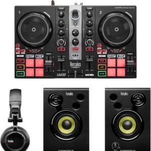 Hercules DJLearning Kit MK II including the DJ Inpulse 200 MK II controller, HD45 headphones and DJ Monitor 32 speakers
