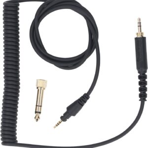 Coiled Audio Cable Replacement for Pioneer DJ HDJ CUE1 HDJ CUE1BT HDJ X5 HDJ X7 HDJ S7, Spring Extension Sound Cable with 3.5mm Plug and 6.3mm Adapter