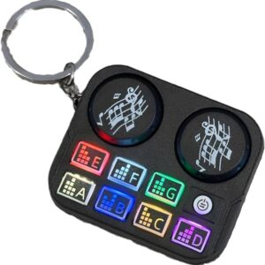 DJ Keychain, Music Producer Gifts Keyring with Interactive Sound Effects and Colorful Light, DJ Disc Player Design Keychain (Black)