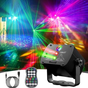 Disco Party Lights, Sound Activation DJ Party Strobe Lights Stage Effects Exceptional for Home Birthday Wedding and Karaoke Parties Indoor Projector – 90 Patterns with Remote Control