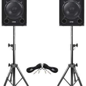 Max SP12 1400W 12″ Passive DJ Speaker PA Kit with Stands and Cables – Complete Passive DJ Speakers Pair with Adjustable Tripods and 3M Jack Leads for Events, Parties, and PA Sound Systems Max SP12 1400W 12″ Passive DJ Speaker PA Kit with Stands and Cables – Complete Passive DJ Speakers Pair with Adjustable Tripods and 3M Jack Leads for Events, Parties, and PA Sound Systems