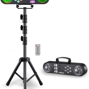 DJ Light with Stand, WorldLite 5-in-1 Party Bar Light Set with Magic Ball, Led Par, Red & Green Pattern, Strobe/UV, Portable Tripod DJ Stage Lighting System for Disco Gig Band Wedding DJ Light with Stand, WorldLite 5-in-1 Party Bar Light Set with Magic Ball, Led Par, Red & Green Pattern, Strobe/UV, Portable Tripod DJ Stage Lighting System for Disco Gig Band Wedding
