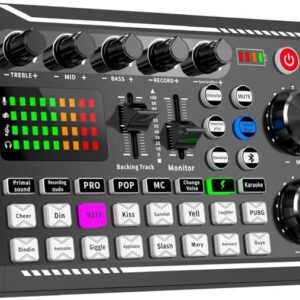 Sound Effects Board Bluetooth Compatible Sound Card with Multiple Sound Effects Live Sound Card DJ Mixer Interface for Streaming Podcasts and Gaming
