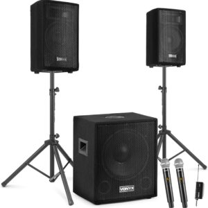VONYX VX1015BT 2.1 PA System Package, 15-Inch Sub, 2×10-Inch Speakers