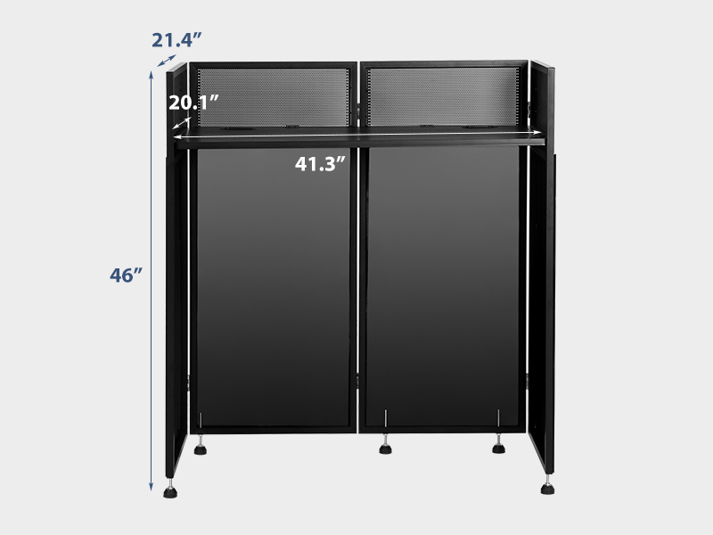 Technical diagram of a black storage unit or display case with measurements: 48