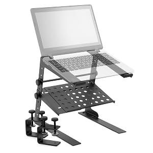 laptop stand, laptop table, dj equipment, laptop docking station, laptop tray